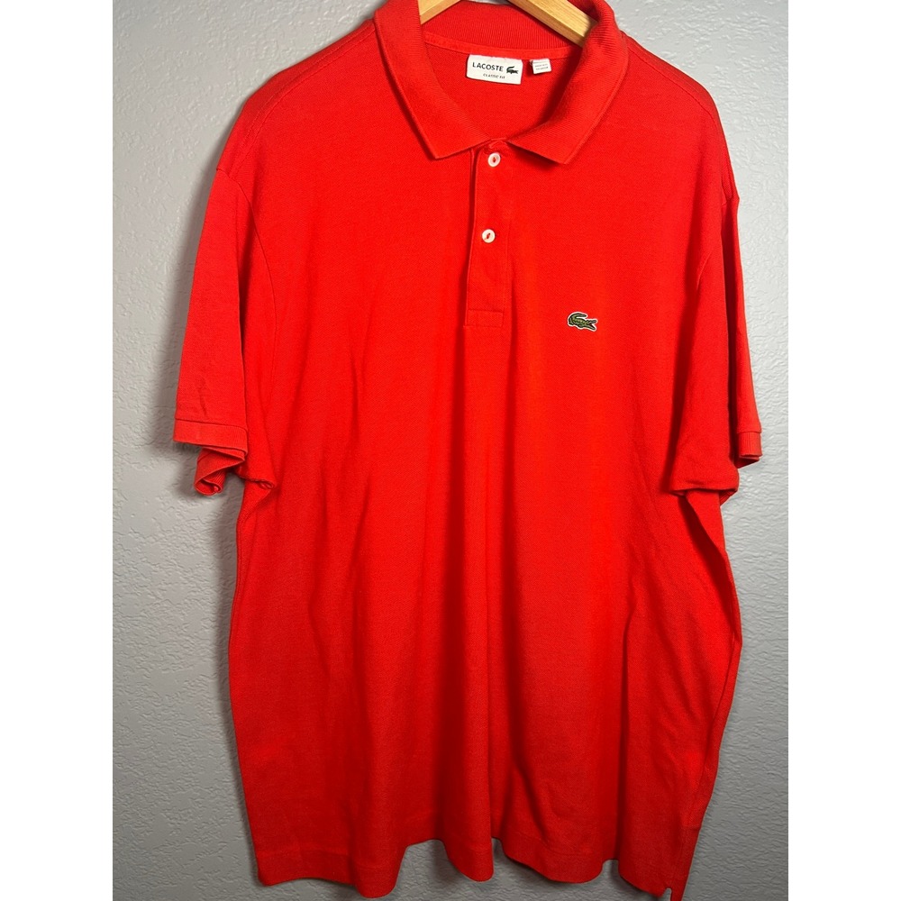 Lacoste Classic Fit Polo Shirt Mens 4XL/FR 9 Orange Short Sleeve Cotton Pique